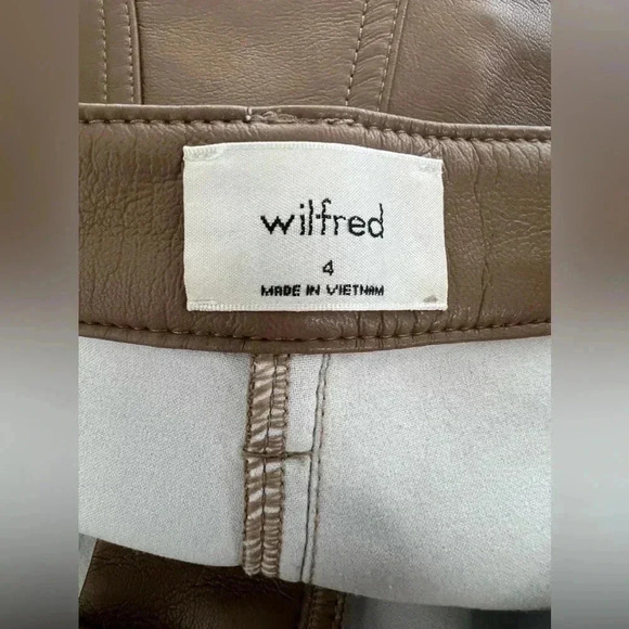 Aritzia Wilfred Viral The Melina Ankle Vegan Leather Pants Constant Camel Sz 4 - Picture 8 of 15